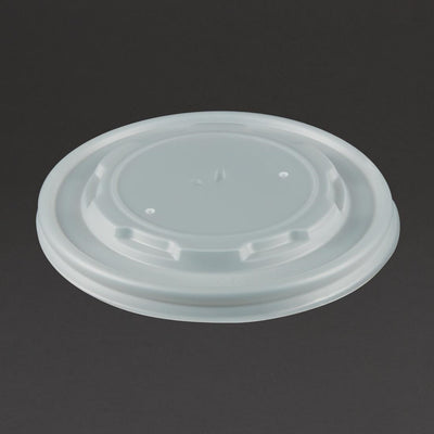 Vegware Compostable Hot Food Pot Flat Lids 350ml - 12oz and 455ml - 16oz (Pack of 500)