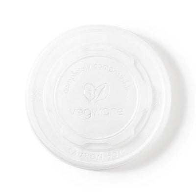 Vegware Compostable Hot Food Pot Flat Lids 350ml - 12oz and 455ml - 16oz (Pack of 500)