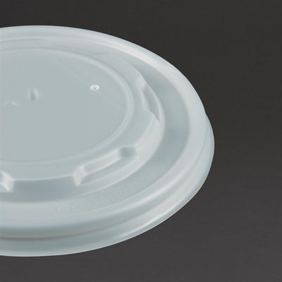 Vegware Compostable Hot Food Pot Flat Lids 350ml - 12oz and 455ml - 16oz (Pack of 500)