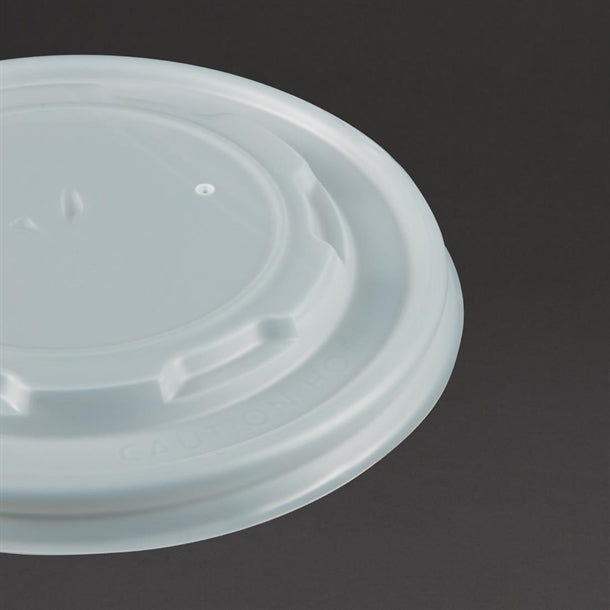 Vegware Compostable Hot Food Pot Flat Lids 350ml - 12oz and 455ml - 16oz (Pack of 500)