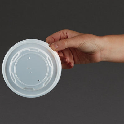 Vegware Compostable Hot Food Pot Flat Lids 350ml - 12oz and 455ml - 16oz (Pack of 500)