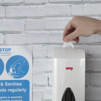 Jantex Manual Liquid Soap and Hand Sanitiser Dispenser 900ml White