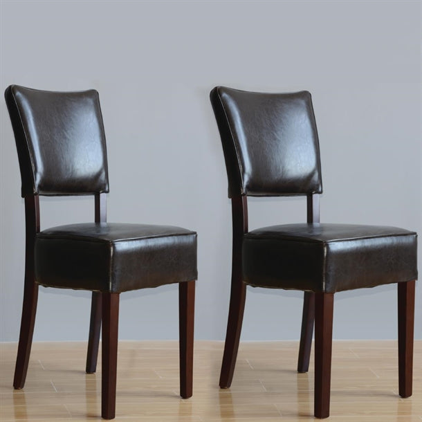 Bolero Chunky Faux Leather Chairs Dark Brown (Pack of 2)