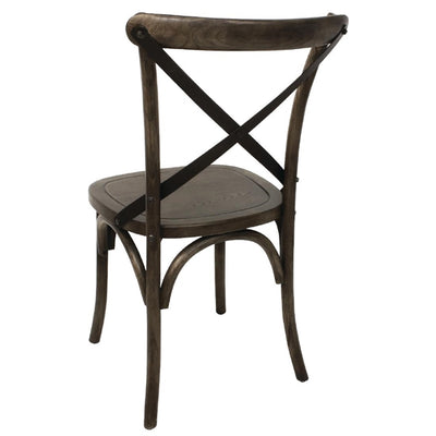GG658 - Bolero Wooden Dining Chair with Metal Cross Backrest (Walnut Finish) (Pa