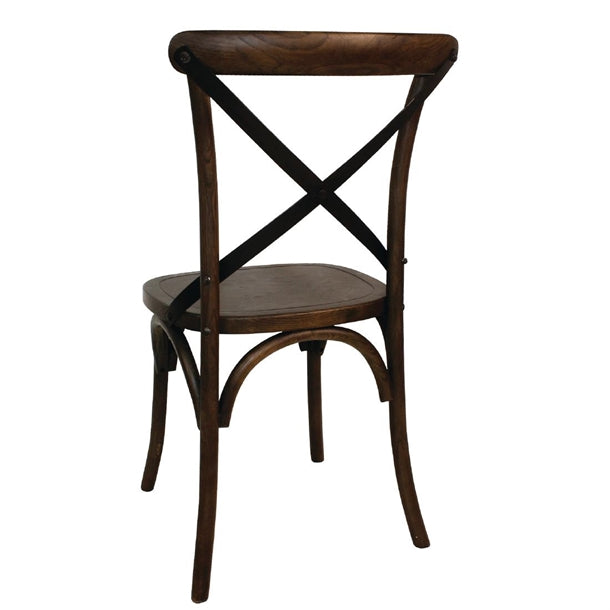 GG658 - Bolero Wooden Dining Chair with Metal Cross Backrest (Walnut Finish) (Pa