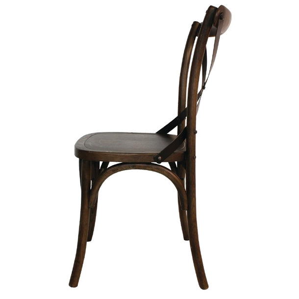 GG658 - Bolero Wooden Dining Chair with Metal Cross Backrest (Walnut Finish) (Pa