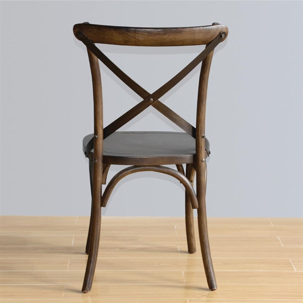 GG658 - Bolero Wooden Dining Chair with Metal Cross Backrest (Walnut Finish) (Pa