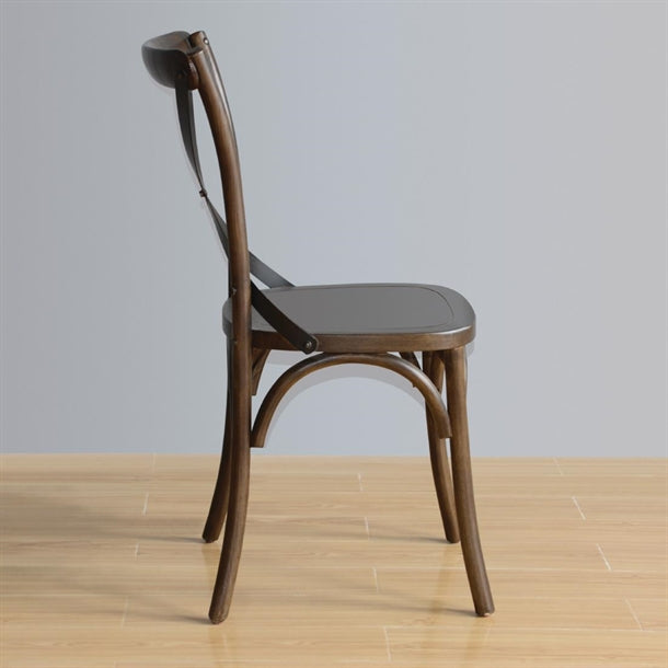 GG658 - Bolero Wooden Dining Chair with Metal Cross Backrest (Walnut Finish) (Pa