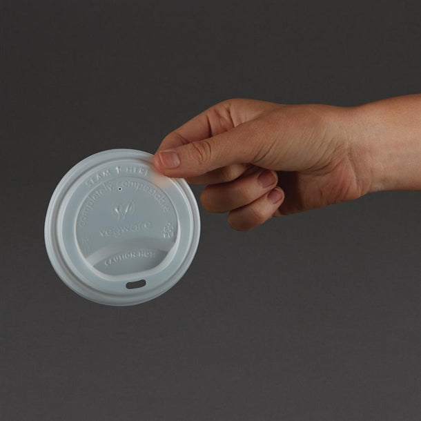 Vegware Compostable Coffee Cup Lids 340ml - 12oz and 455ml - 16oz (Pack of 1000)