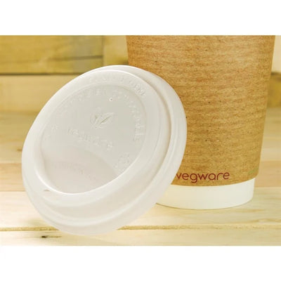 Vegware Compostable Coffee Cup Lids 340ml - 12oz and 455ml - 16oz (Pack of 1000)