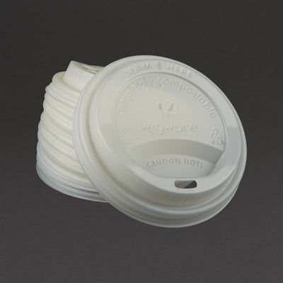 Vegware Compostable Coffee Cup Lids 340ml - 12oz and 455ml - 16oz (Pack of 1000)
