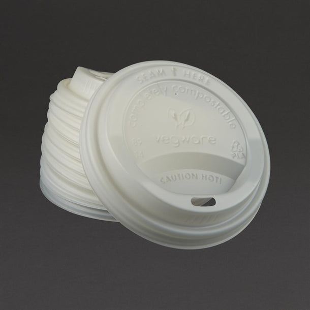 Vegware Compostable Coffee Cup Lids 340ml - 12oz and 455ml - 16oz (Pack of 1000)