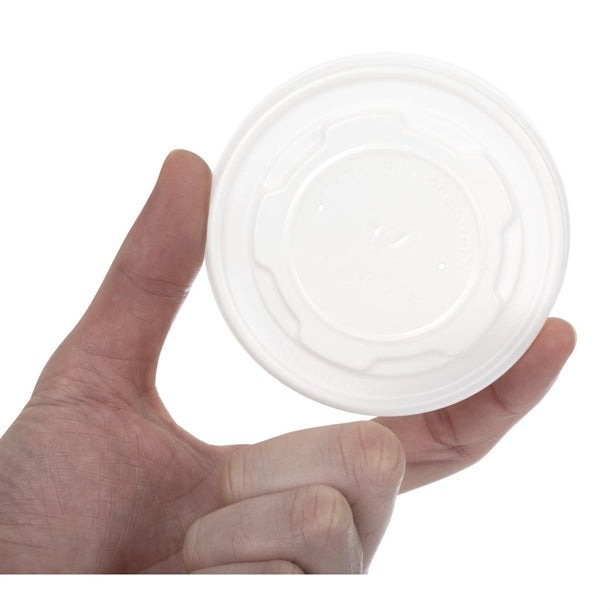 Vegware Compostable Hot Food Pot Flat Lids 170ml - 6oz and 230ml - 8oz