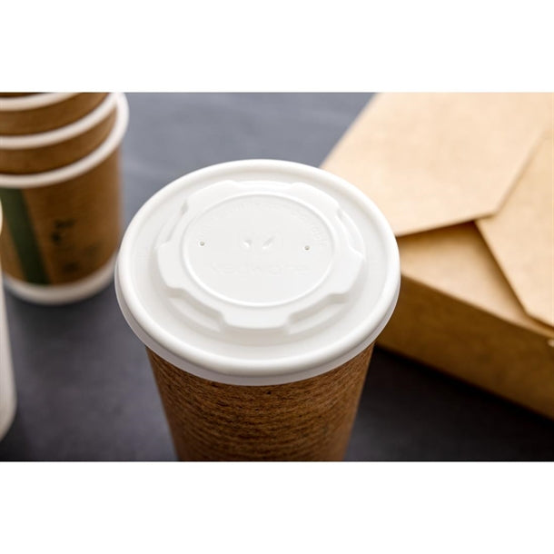 Vegware Compostable Hot Food Pot Flat Lids 170ml - 6oz and 230ml - 8oz