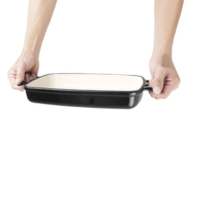 Vogue Black Rectangular Cast Iron Dish 2.8Ltr