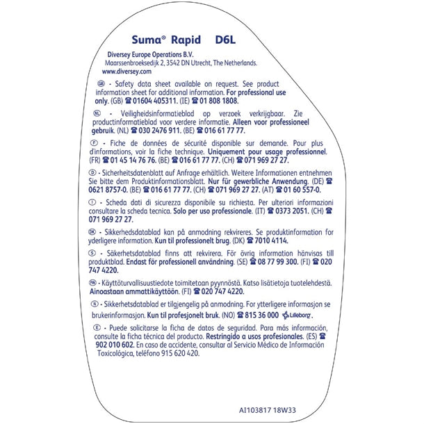 Suma Rapid D6L Glass and Stainless Steel Cleaner Ready To Use 750ml