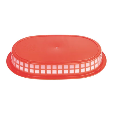 Oval Polypropylene Food Basket Red (Pack of 6)