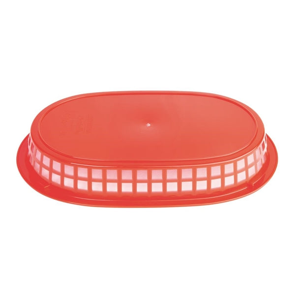 Oval Polypropylene Food Basket Red (Pack of 6)