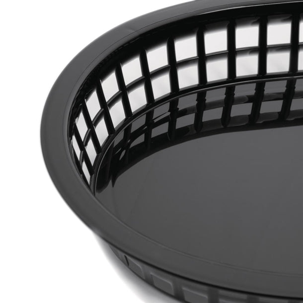 Oval Polypropylene Food Basket Black (Pack of 6)