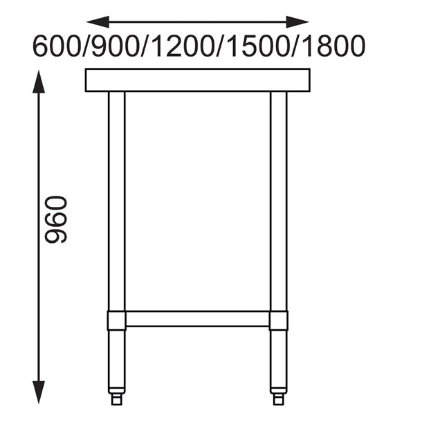 Vogue Stainless Steel Prep Table 1800mm