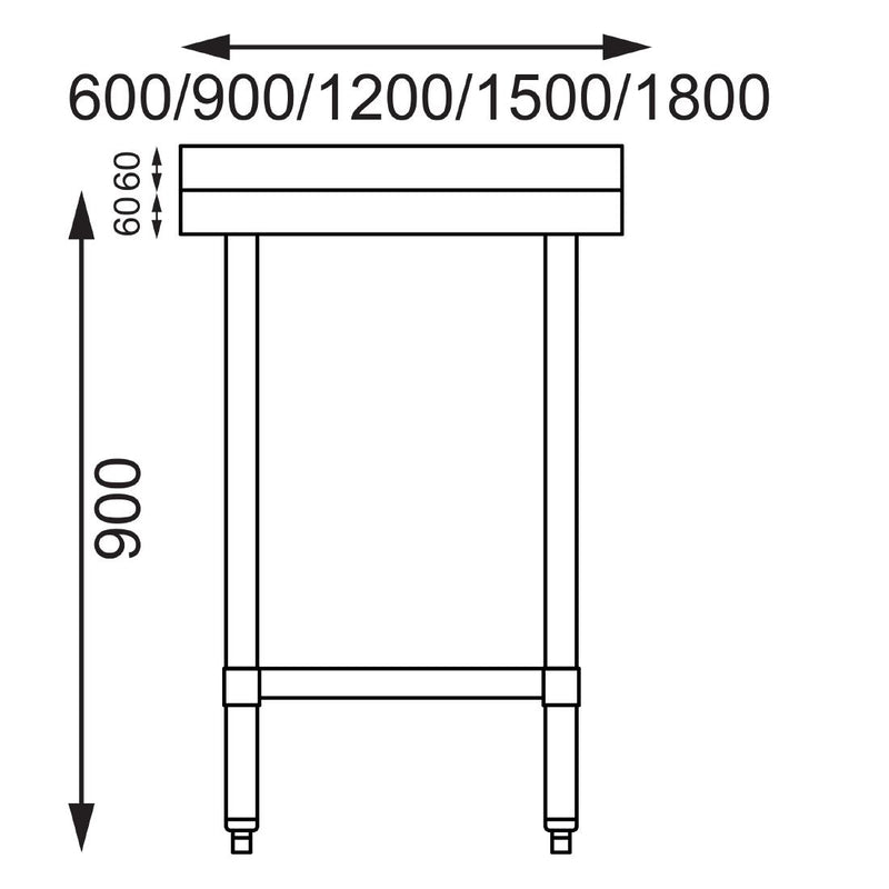 Vogue Stainless Steel Table with Upstand 600mm