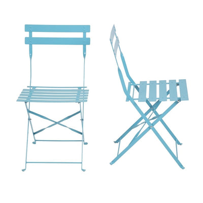 Bolero Pavement Style Steel Chairs Seaside Blue (Pack of 2)