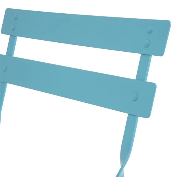 Bolero Pavement Style Steel Chairs Seaside Blue (Pack of 2)