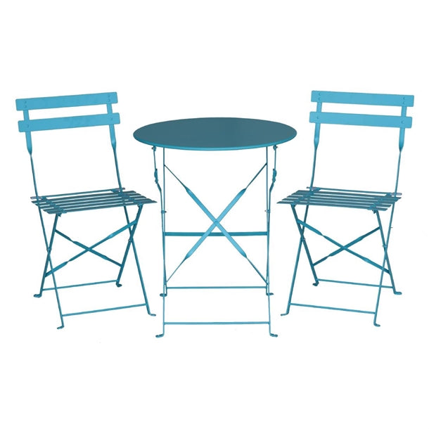 Bolero  Round Pavement Style Steel Table Seaside Blue 595mm