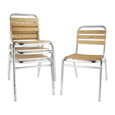 Bolero Aluminium & Ash Bistro Side Chairs (Pack of 4)