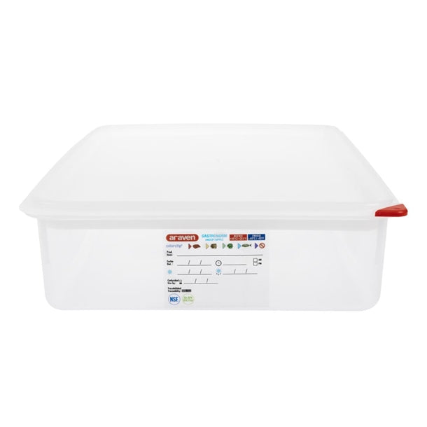 Araven Polypropylene 1-1 Gastronorm Food Containers 13.7Ltr with Lid (Pack of 4)
