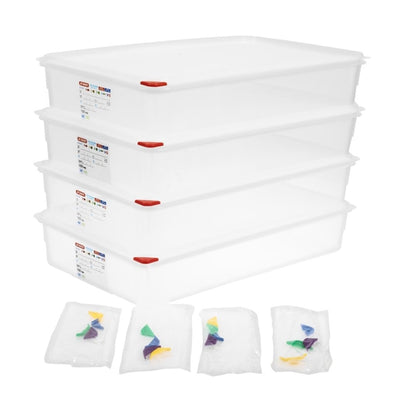 Araven Polypropylene 1-1 Gastronorm Food Containers 13.7Ltr with Lid (Pack of 4)