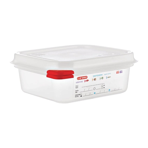 Araven Polypropylene 1-6 Gastronorm Food Storage Containers 1.1Ltr (Pack of 4)