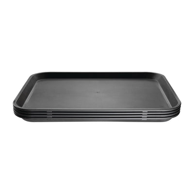 Olympia Kristallon Polypropylene Rectangular Non-Slip Tray Black 458mm