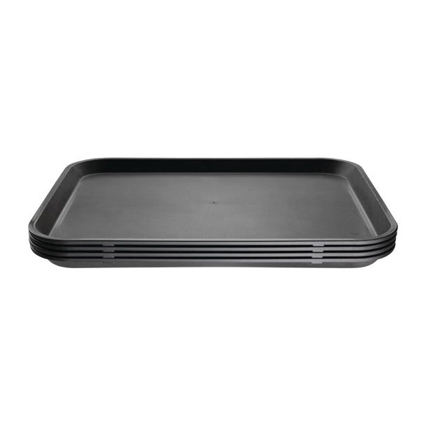 Olympia Kristallon Polypropylene Rectangular Non-Slip Tray Black 458mm