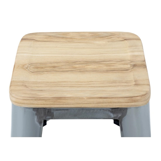 Bolero Bistro High Stools with Wooden Seatpad White (Pack of 4)