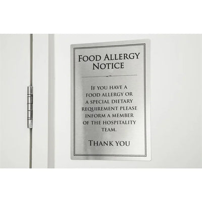 Brushed Steel Food Allergy Sign A5