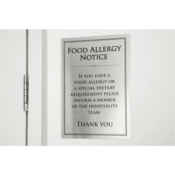 Brushed Steel Food Allergy Sign A5