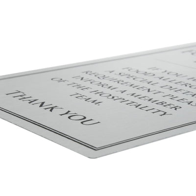 Brushed Steel Food Allergy Sign A5