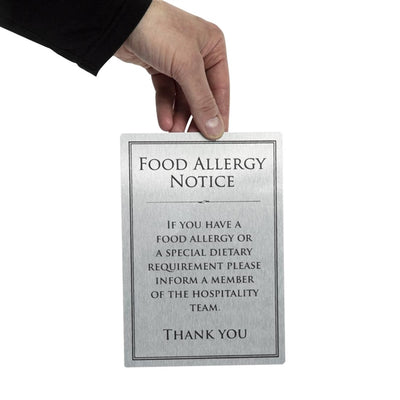 Brushed Steel Food Allergy Sign A5