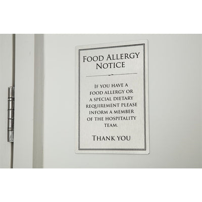 Brushed Steel Food Allergy Sign A5
