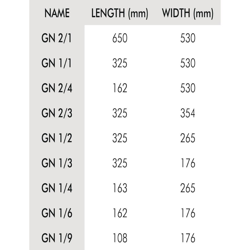 Vogue Stainless Steel 1-6 Gastronorm Pan 100mm