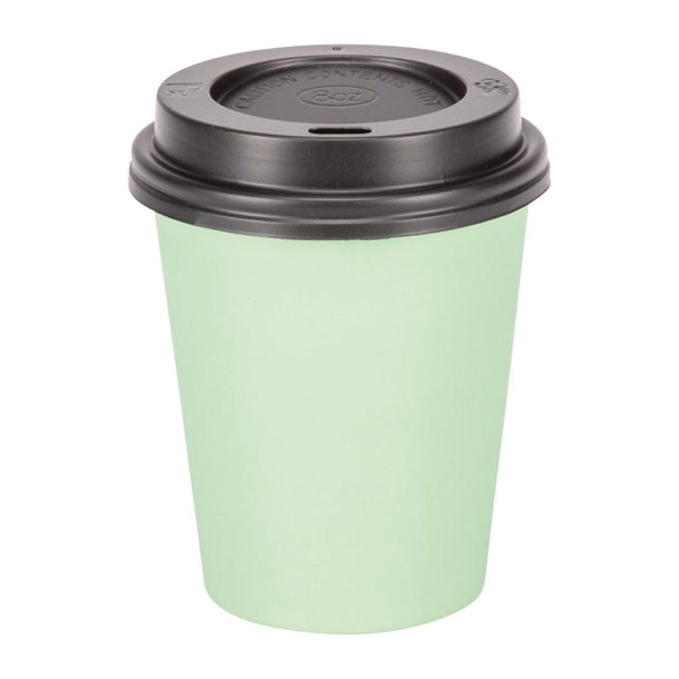 Fiesta Disposable Coffee Cups Single Wall Turquoise 225ml - 8oz (Pack of 50)