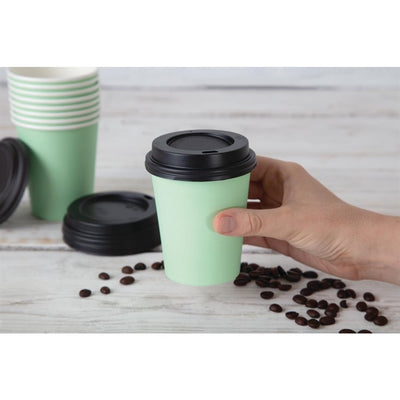 Fiesta Disposable Coffee Cups Single Wall Turquoise 225ml - 8oz (Pack of 50)