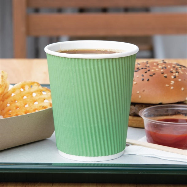 Fiesta Ripple Wall Takeaway Coffee Cups Turquoise 225ml - 8oz (Pack of 500)