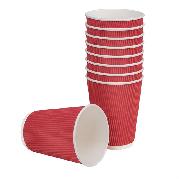Fiesta Ripple Wall Takeaway Coffee Cups Red 340ml - 12oz (Pack of 25)