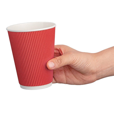 Fiesta Ripple Wall Takeaway Coffee Cups Red 340ml - 12oz (Pack of 25)