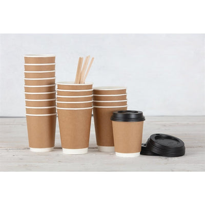 Fiesta Disposable Coffee Cup Lids Black 340ml - 12oz and 455ml - 16oz (Pack of 50)