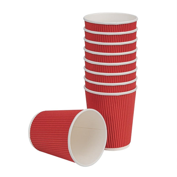 Fiesta Ripple Wall Takeaway Coffee Cups Red 225ml - 8oz (Pack of 500)