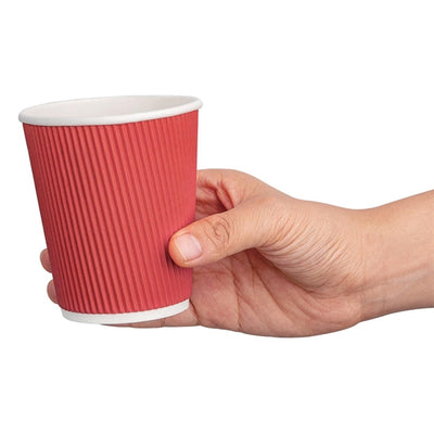 Fiesta Ripple Wall Takeaway Coffee Cups Red 225ml - 8oz (Pack of 500)