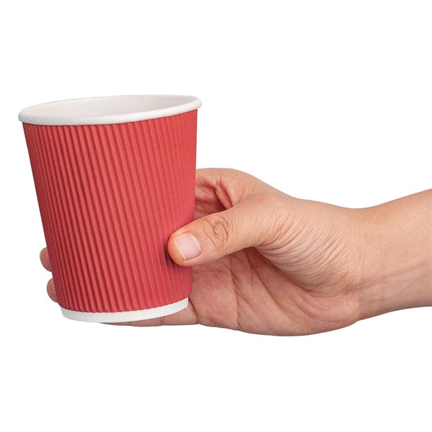 Fiesta Ripple Wall Takeaway Coffee Cups Red 225ml - 8oz (Pack of 500)